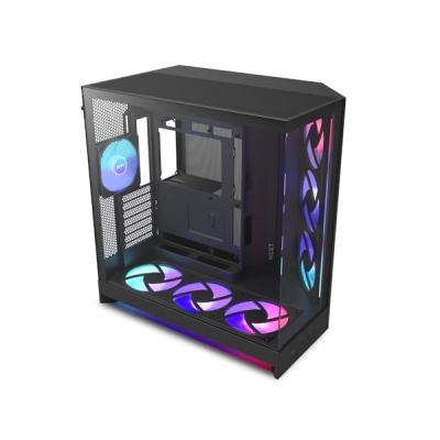 NZXT H9 Flow RGB+ - Boîtier PC Double Chambre ATX - Noir | Boîtier double chambre phare, 7 ventilateurs RGB et NZXT Control Hub préinstallés. RGB synchronisé dès le départ via CAM.