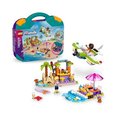 image LEGO Friends La Valise créative de Plage - Jouet de Construction 2-en-1 et idée Cadeau pour Petites Filles dès 5 Ans - Inclut 2 Mini-poupées, Un Chien et Un Dauphin - Favorise Le Jeu de rôle 42672