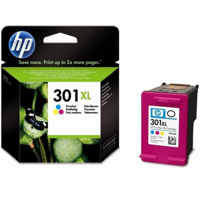 image HP 301XL cartouche d'encre Trois Couleurs (Cyan, Magenta, Jaune) grande capacité Authentique (CH564EE) pour imprimantes HP DeskJet, HP ENVY et HP OfficeJet