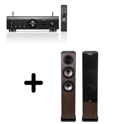Pack amplificateur Denon PMA-900HNE Noir avec paire d’enceintes Cabasse Jersey MC170 Chêne foncé