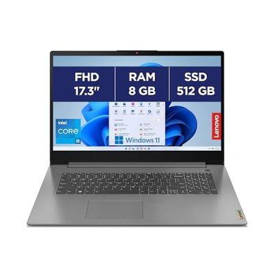 image Lenovo IdeaPad 3 17IRU7 - Ordinateur Portable 17.3'' FHD (Intel Core i5-1335U, RAM 16Go, SSD 512Go, Intel Iris XE Graphics, Windows 11 Home) Clavier AZERTY Français - Gris
