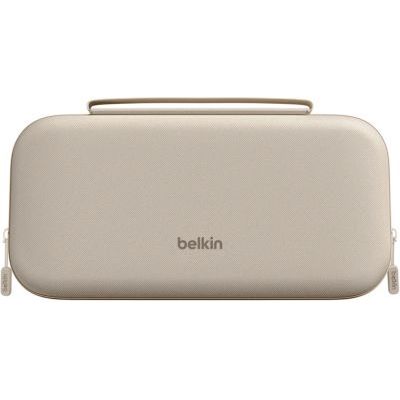 image Belkin Gaming Pochette de rangement avec batterie externe 10 000 mAh pour Nintendo Switch 2 (écran LCD, recharge rapide de 20W pour Nintendo Switch, compartiments pour AirTag et cartes de jeux, Beige)