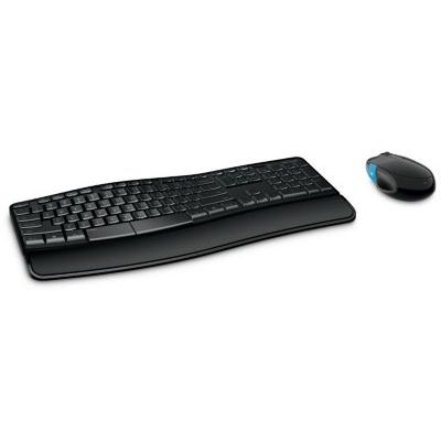 image Microsoft Sculpt Comfort Desktop – Ensemble clavier et souris ergonomique sans fil (repose poignets intégré) – Clavier AZERTY français – Noir (L3V-00007)
