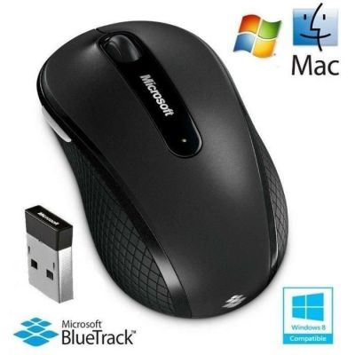 image Microsoft - Wireless Mobile Mouse 4000 - Souris sans Fil avec nano récepteur USB pour PC, ordinateurs portables compatible Windows, Mac, Chrome OS - Noir (D5D-00133)