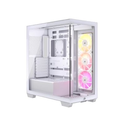 CORSAIR 3500X ARGB Boîtier PC ATX Mid-Tower à Double Chambre – Verre Trempé Panoramique - Connexion Inversée Compatible avec La Carte Mère – 3X Ventilateurs CORSAIR RS120 ARGB Inclus – Blanc