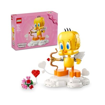 image LEGO Looney Tunes Titi Amoureux - Jouet Oiseau - Maquette de Canari & Décoration - Accessoires Dont Bouquet de Fleurs, Cœur, Arc de Cupidon & Support Nuage - Cadeau pour Fille dès 12 Ans & Ado 40824