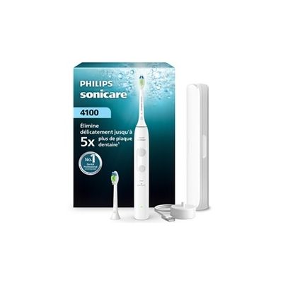 image Brosse à dents électrique Philips Sonicare série 4000 – capteur de pression, 4 réglages, EasyStart, SmarTimer, 21 jours d’autonomie, étui de voyage, coloris blanc, modèle HX4044/41, [Nouveau]