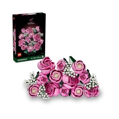 image LEGO Botanicals Bouquet de Roses Roses - Set de Construction pour Adulte - 12 Fleurs Artificielles & 4 Brins de Gypsophile pour Décoration Intérieure - Idée de Cadeau DIY pour Femme ou Homme 10374