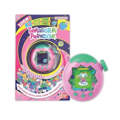 image Bandai - Tamagotchi Paradise Terre - Animal Virtuel à élever - Tamagotchi avec molette de Zoom - Jouet Interactif en français - Modèle Terre Rose et Vert - Jouet Enfant 6 Ans et + - 43421