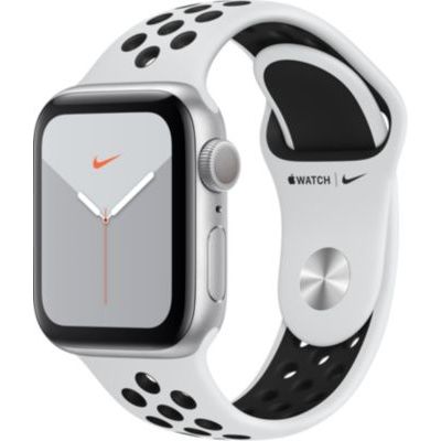 image Apple Watch Nike Series 5 (GPS) - 40 mm - Aluminium argenté - Bracelet Sport Nike - Platine Pure/Noir