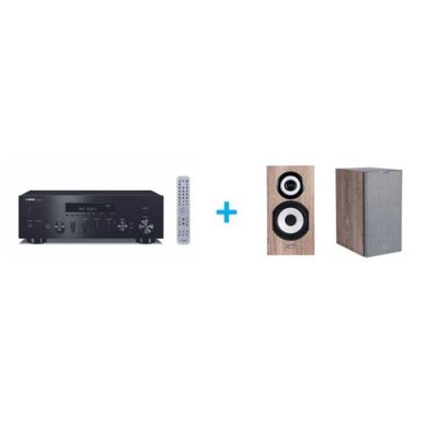 Amplificateur Hi-Fi Yamaha R-N600A Noir + une paire d'enceintes Bibliothèque Cabasse Minorca MC40 Chêne