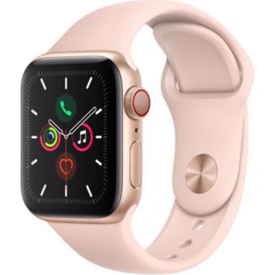 image Apple Watch Series 5 (GPS + Cellular, 40 mm) Boîtier en Aluminium Or - Bracelet Sport Rose des Sables