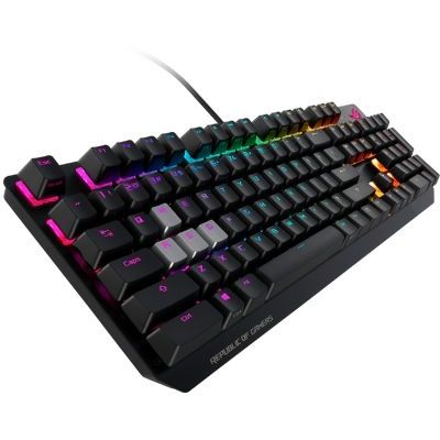 image ASUS - Clavier Gaming ROG Strix Scope - Clavier Mécanique Filaire avec Éclairage RGB, Switches Cherry MX, Revêtement en Aluminium, Aura Sync et Touches ZQSD de Remplacement - AZERTY Français