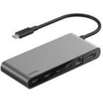 image produit Belkin Connect Hub USB C 8-en-1, Prise en Charge De La Résolution 4K à 60 Hz, Fonctionne avec Mac, Windows, Chromebook, PD de 100 W, Transfert De Données De 10 Gbit/s, Ethernet De 2,5 Gbit/s - Gris