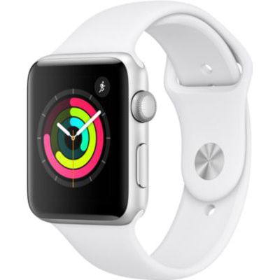 image Apple Watch Series 3 (GPS) boîtier en aluminium argent de 42 mm avec Bracelet Sport blanc