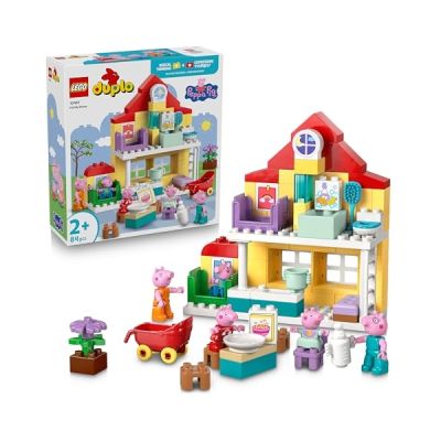 LEGO Duplo Peppa Pig La Maison Familiale - Jeu Éducatif pour Enfant en Bas Âge - Set Montessori - Motricité - 5 Figurines & Accessoires de Maison de Poupée - Cadeau pour Fille ou Garçon 2 Ans 10467