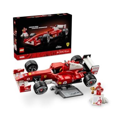 image LEGO Icons Ferrari F2004 et Michael Schumacher - Maquette de Voiture F1 Adulte - Décoration - Moteur V10 & Minifigurine Collector de Pilote - Cadeau Formule 1 DIY pour Fans de Sport Automobile 11375