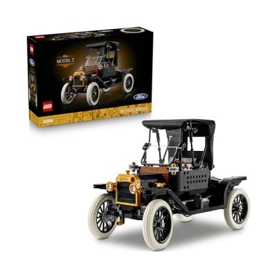 image LEGO Icons Ford Model T - Maquette de Voiture Rétro pour Adulte - Décoration Collector avec Toit en Tissu, Hautes Jantes & Pare-Brise Rabattable - Cadeau DIY pour Fans de Véhicules Classiques 11376