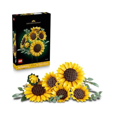image LEGO Botanicals Le Bouquet de Tournesols - Set de Fleurs Artificielles pour Adulte - Tiges d'Eucalyptus - Décoration pour Chambre ou Salon - Idée de Cadeau DIY pour Femme 11502