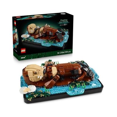 image LEGO Ideas Les Loutres Câlines - Set de Construction pour Adulte - Maquette 3D avec Figurines d'animaux - Loutre & Son Bébé - Décoration Chambre ou Étagère DIY - Loisirs Créatifs - Idée Cadeau 21366