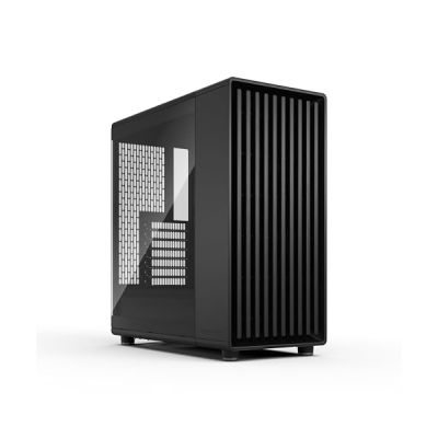 image Fractal Design North Momentum Black – Boîtier PC Gaming à Haut Flux d’air, Panneau latéral en Verre, façade en chêne Noirci, 3 Ventilateurs Momentum 120 mm Inclus, Compatible ATX
