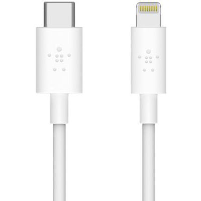 image Belkin Câble USB-C BOOSTCHARGE avec Connecteur Lightning (Câble USB-C vers Lightning Certifié MFi, avec Charge Rapide, Conçu pour iPhone, MacBook, iPad, 1,2 m, Blanc)