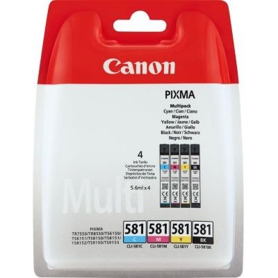 image Canon CLI-581Cartouche C/M/Y/BK Multipack Cyan, Magenta, Jaune, Noire (Multipack plastique sécurisé)