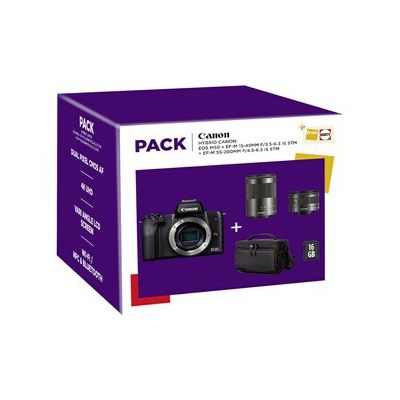 image Appareil photo hybride Canon PACK EOS M50 + 15-45MM + 55-200MM + SD16GO + SACOCHE