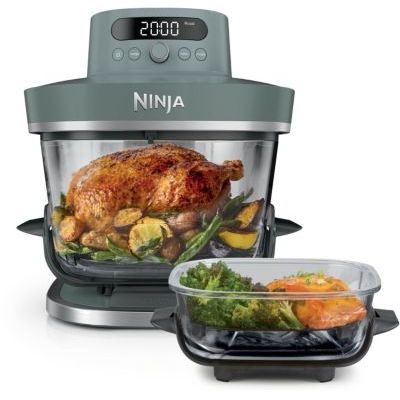 image Friteuse sans huile NINJA CRISPi PRO 7-en1, 2 récipients en verre de 5.7 et 2.3L, AS101EUGY, Vert Ash Grey