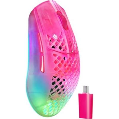 image SteelSeries Aerox 3 Wireless Gen 2 - Souris 68 g, Polling Rate 4K (4000 Hz), capteur Optique 26K DPI, Batterie 200h, étanchéité IP54, switchs 80 Millions de clics, RGB, Patins 100% PTFE, Magenta Haze