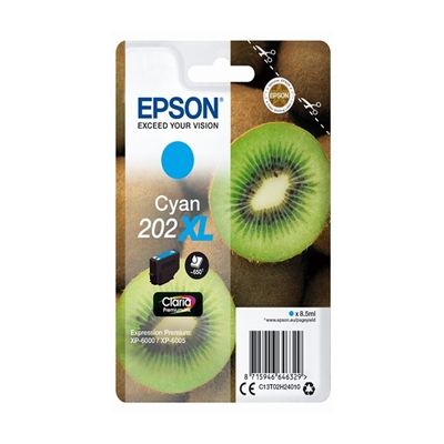 image Epson Kiwi Singlepack Cyan 202XL Claria Premium Ink - Cartouches d'encre (Original, Cyan, Epson, 1 pièce(s), Impression à jet d'encre, 650 pages)