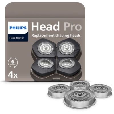 image Philips Têtes de remplacement Compatibles avec les modèles Philips Head Shaver Pro HS5980, HS7980 et HS9980, lames ComfortCut auto-affûtées, douces pour la peau, lot de 4, modèle HS740/15
