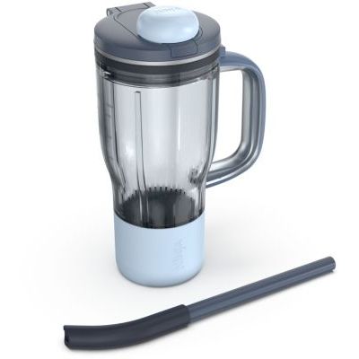 image Ninja BlendBoss Mug de voyage avec couvercle à bec verseur et paille amovible, compatible avec le Ninja BlendBoss et les porte-gobelets lavables au lave-vaisselle, Cyberespace XSKDB324LSCY