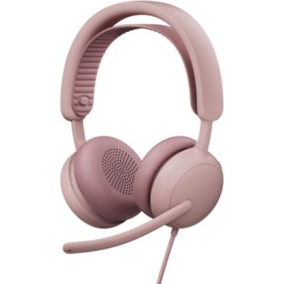 image Logitech Zone Wired 2 - Casque Anti-Bruit avec ANC Hybride adaptative, USB-C avec Adaptateur USB-A - Rose