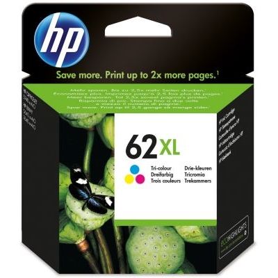 image HP 62XL C2P07AE Cartouche d'Encre Grande Capacité Authentique pour Imprimantes HP Envy 5540/5640/7640 Trois Couleurs