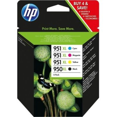 image HP 950XL/951XL pack de 4 cartouches d'encre noire/cyan/magenta/jaune grande capacité authentiques pour HP OfficeJet Pro 251dw/276dw/8100/8600 (C2P43AE)