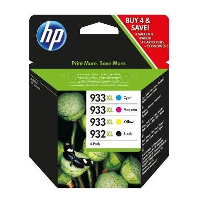 HP C2P42AE 932XL/933XL Paquet de 4, Cartouches d'encre Authentique, Imprimantes HP OfficeJet, Noir, Cyan, Magenta et Jaune
