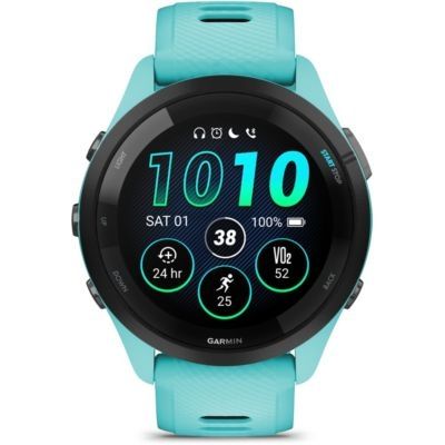image Garmin Forerunner 265 - Montre GPS de Running avec écran AMOLED - Blanche avec Bracelet en Silicone Turquoise/Noir