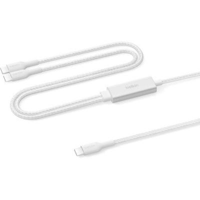 Belkin BoostCharge Pro Câble USB-C 2-En-1, 140 W, Gaine Tressée, Recharge Rapide, Recharge Partagée, Pour MacBook, iPhone, iPad, Samsung, Pixel, etc., Blanc image Belkin BoostCharge Pro Câble USB-C 2-En-1, 140 W, Gaine Tressée, Recharge Rapide, Recharge Partagée, Pour MacBook, iPhone, iPad, Samsung, Pixel, etc., Blanc
