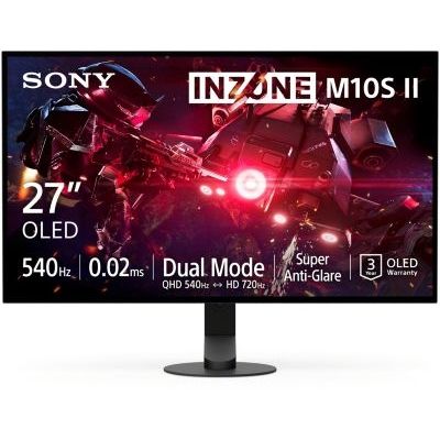 image Moniteur Gaming OLED QHD Sony INZONE M10S II 27 Pouces : 1440p, 540 Hz, 0,02 ms GTG, DCI-P3 99,5%, G-Sync, VRR, développé avec Fnatic, 1 500 nits, DisplayPort 2.1-2 x HDMI 2.1 - PC, PS5