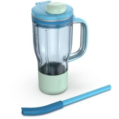 Ninja BlendBoss Mug de voyage avec couvercle à bec verseur, paille amovible, compatible avec le blender Ninja BlendBoss et les porte-gobelets lavables au lave-vaisselle, Framboise bleue BXSKDB324LSBL