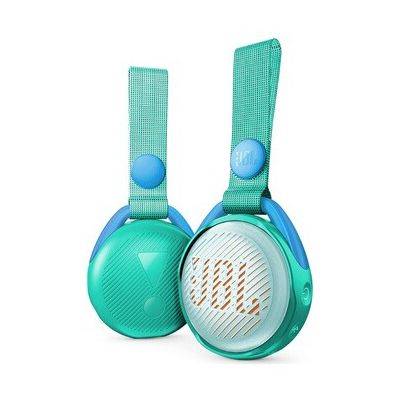 image JR POP JBL - Enceinte Portable pour Enfants - Bluetooth & Waterproof - Avec Modes Lumineux Multicolores & Autocollants - Autonomie 5 hrs - Bluetooth, Turquoise