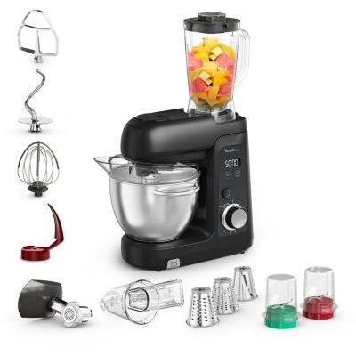image Moulinex Bake Partner +, Robot pâtissier, Moteur de 1 100 W, Kit d'accessoires BAKEGOOD, Balance intégrée, 5 accessoires, QA5458F1