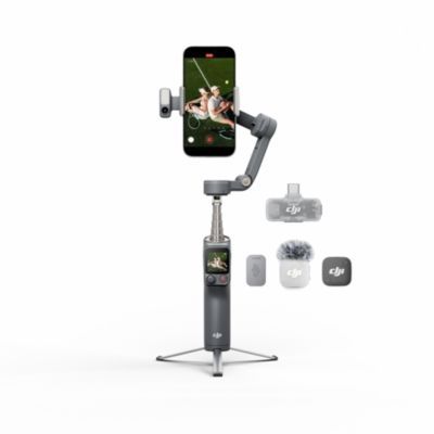 image Osmo Mobile 8P + émetteur Mic Mini 2, nacelle stabilisatrice pour iPhone et Android, Microphone sans Fil, Audio Riche en détails, DJI OsmoAudio, réduction Active du Bruit, stabilisation sur 3 Axes