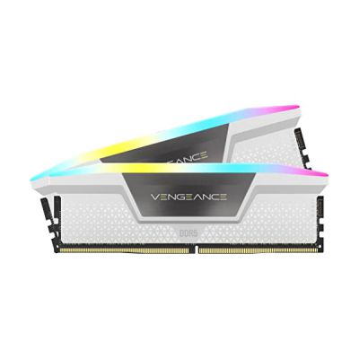 image Corsair Vengeance RGB DDR5 32 Go (2x16 Go) 5600 MHz C36 Mémoire de Bureau optimisée Intel (éclairage RVB Dynamique à dix Zones, profils XMP 3.0 personnalisés, Temps de réponse serrés) Blanc