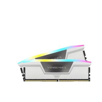 image CORSAIR VENGEANCE RGB DDR5 RAM 32Go (2x16Go) 5600MHz CL36 Intel XMP Compatible iCUE Mémoire d'Ordinateur - Blanc (CMH32GX5M2B5600C36WK)