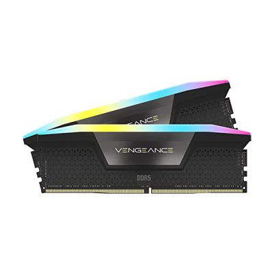 image CORSAIR VENGEANCE RGB DDR5 RAM 32Go (2x16Go) 5600MHz CL36 Intel XMP Compatible iCUE Mémoire d'Ordinateur - Noir (CMH32GX5M2B5600C36K)