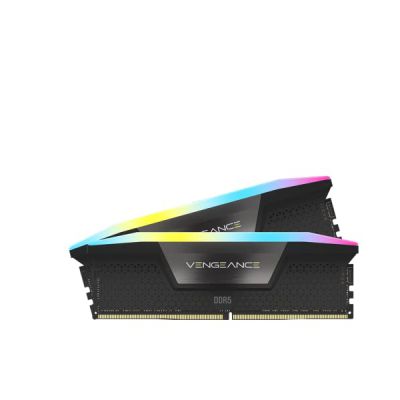 image CORSAIR VENGEANCE RGB DDR5 RAM 32Go (2x16Go) 5600MHz CL40 Intel XMP Compatible iCUE Mémoire d'Ordinateur - Noir (CMH32GX5M2B5600C40K)