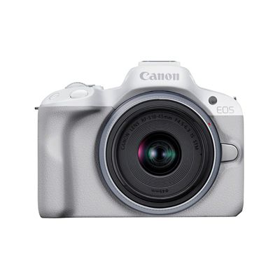 image Canon EOS R50 Appareil Photo Blanc + Objectif RF-S 18-45 is STM (Hybride APS-C 24M Pixels, 15 im/Sec, CMOS AF Dual Pixel, vidéo 4K/30p, WiFi), Blanc