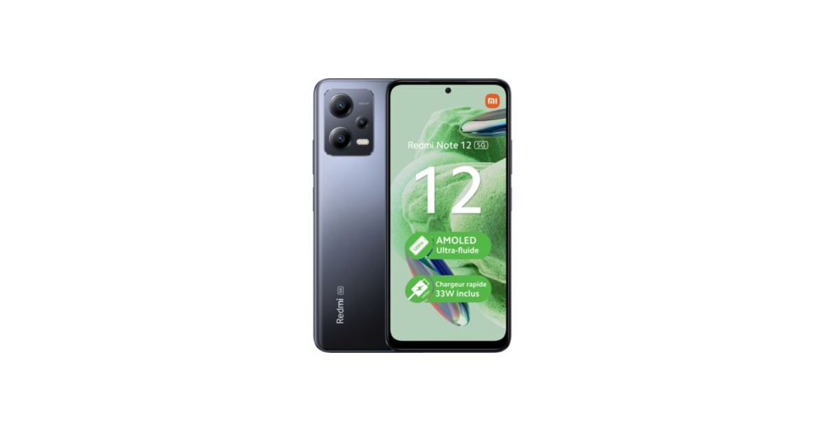 Xiaomi Redmi Note 12 5G – 128GB/4GB RAM – Dual SIM – Colore Onyx Gray – Smartphone Android 12